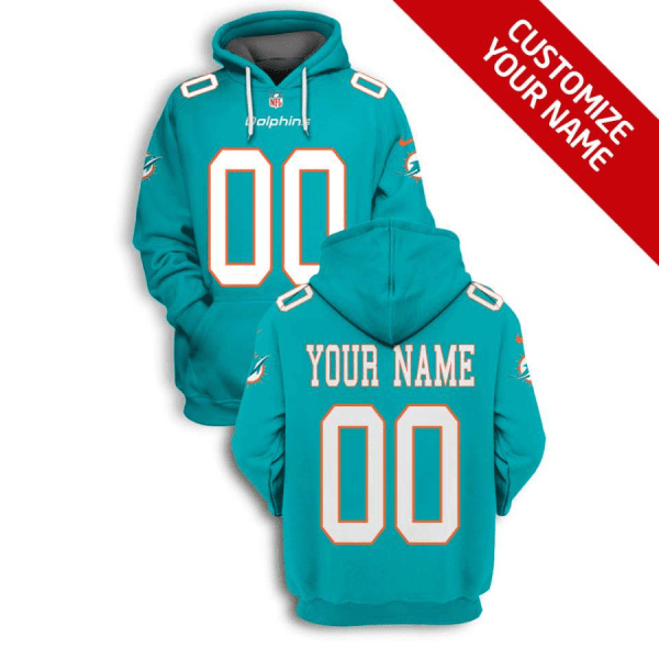Men's Miami Dolphins Active Player Custom 2021 Aqua Pullover Hoodie Men's Miami Dolphins Active Player Custom 2021 Aqua Pullover Hoodie